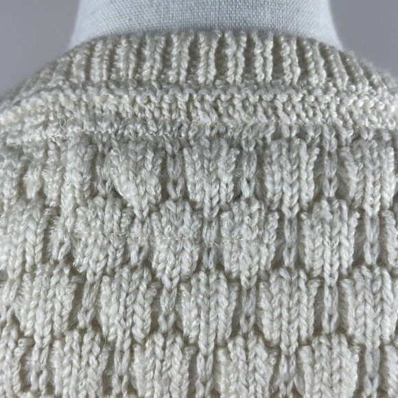 Field Flower Anthropologie Cream Honeycomb Knit Crewneck Sweater S Popcorn - Picture 11 of 12